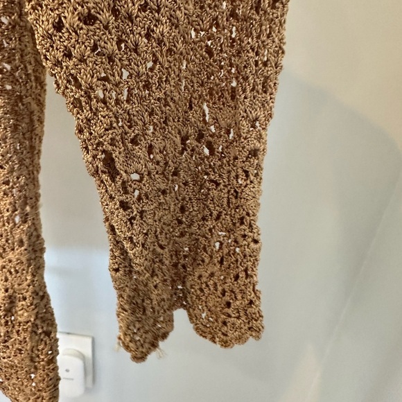 ❤️ Laura Plus Tan Crochet Cardigan 1X fits smaller does have stretch - Picture 3 of 8